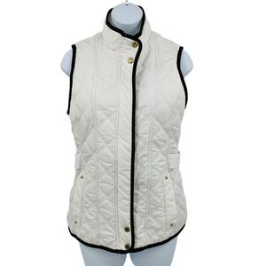 Weatherproof Cream and Brown Trim Lightweight Puffer Vest Sz. S